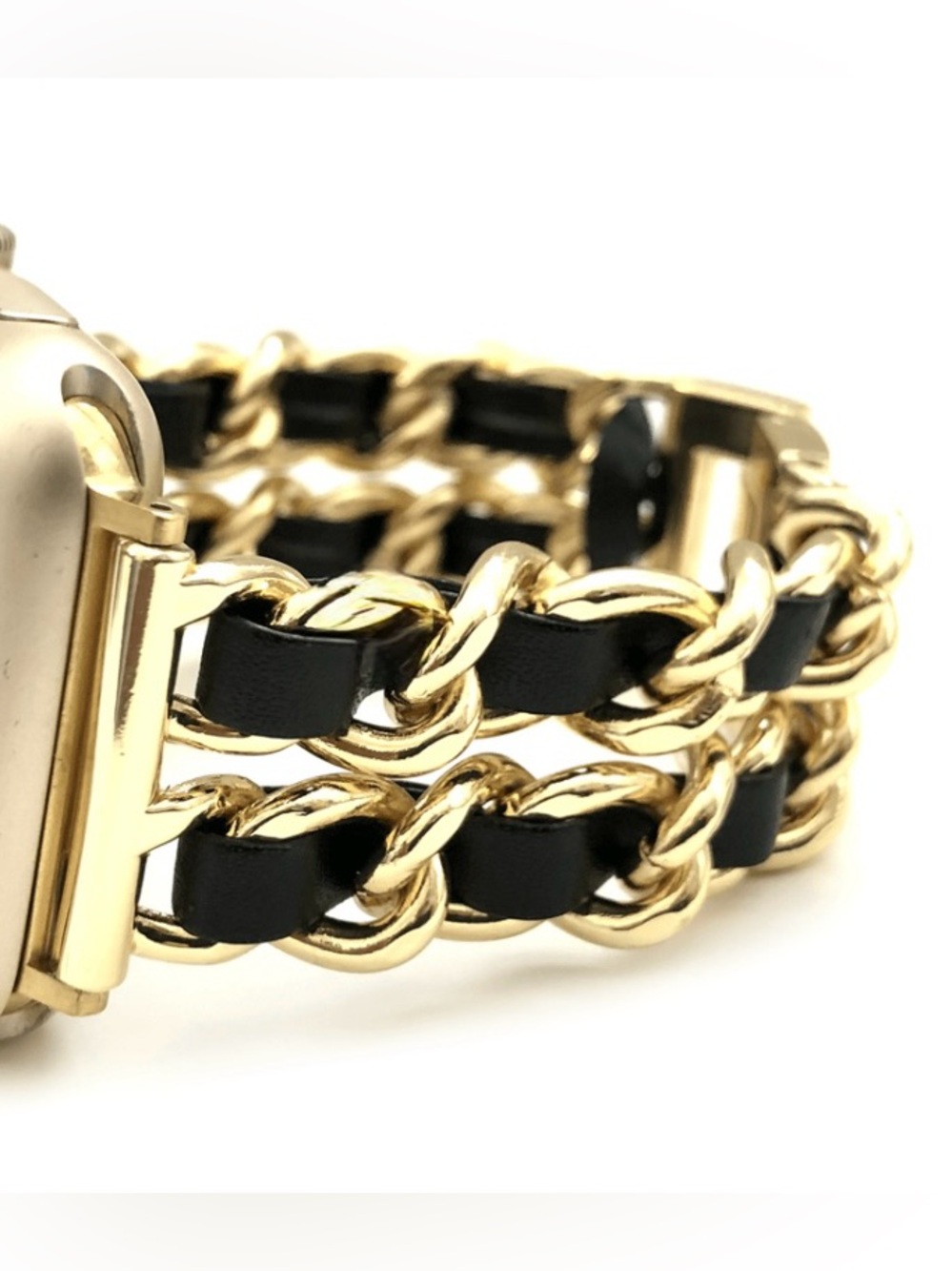 Gold and Black Chain-Link Watch Band for Smartwatch